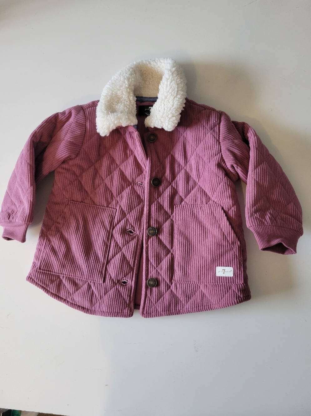 7 For All Mankind Faux Shearling Lined Corduroy Jacket Pink Purple 24M